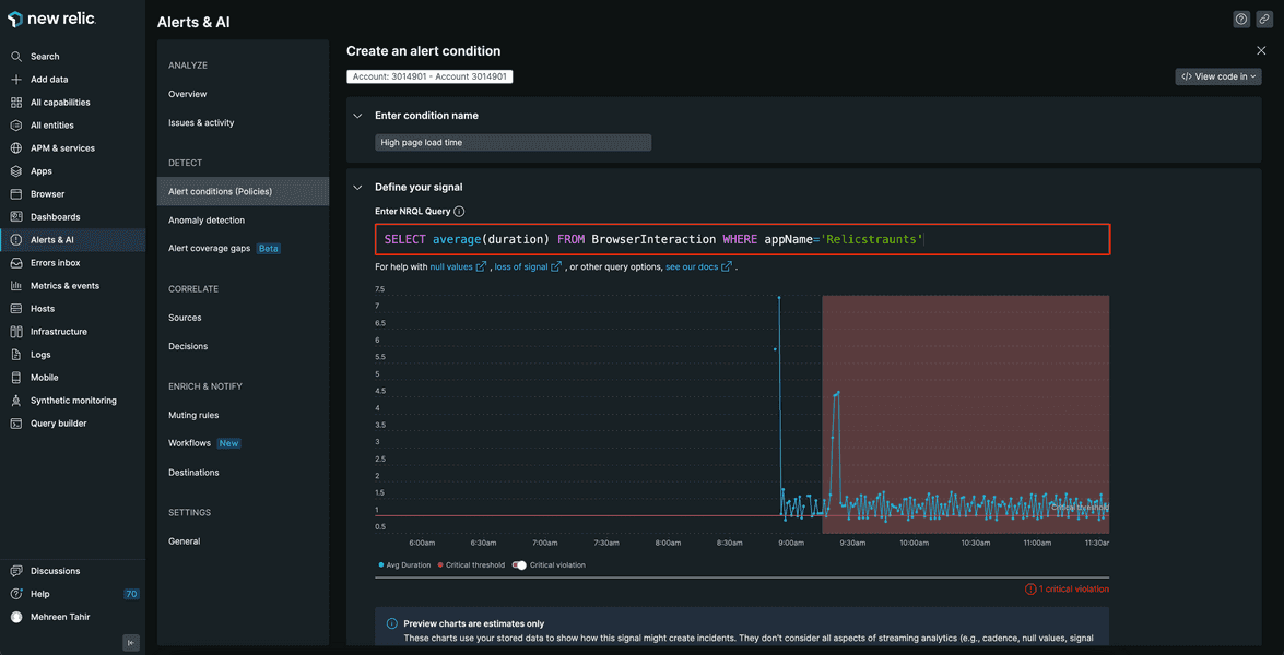 NRQL alert condition