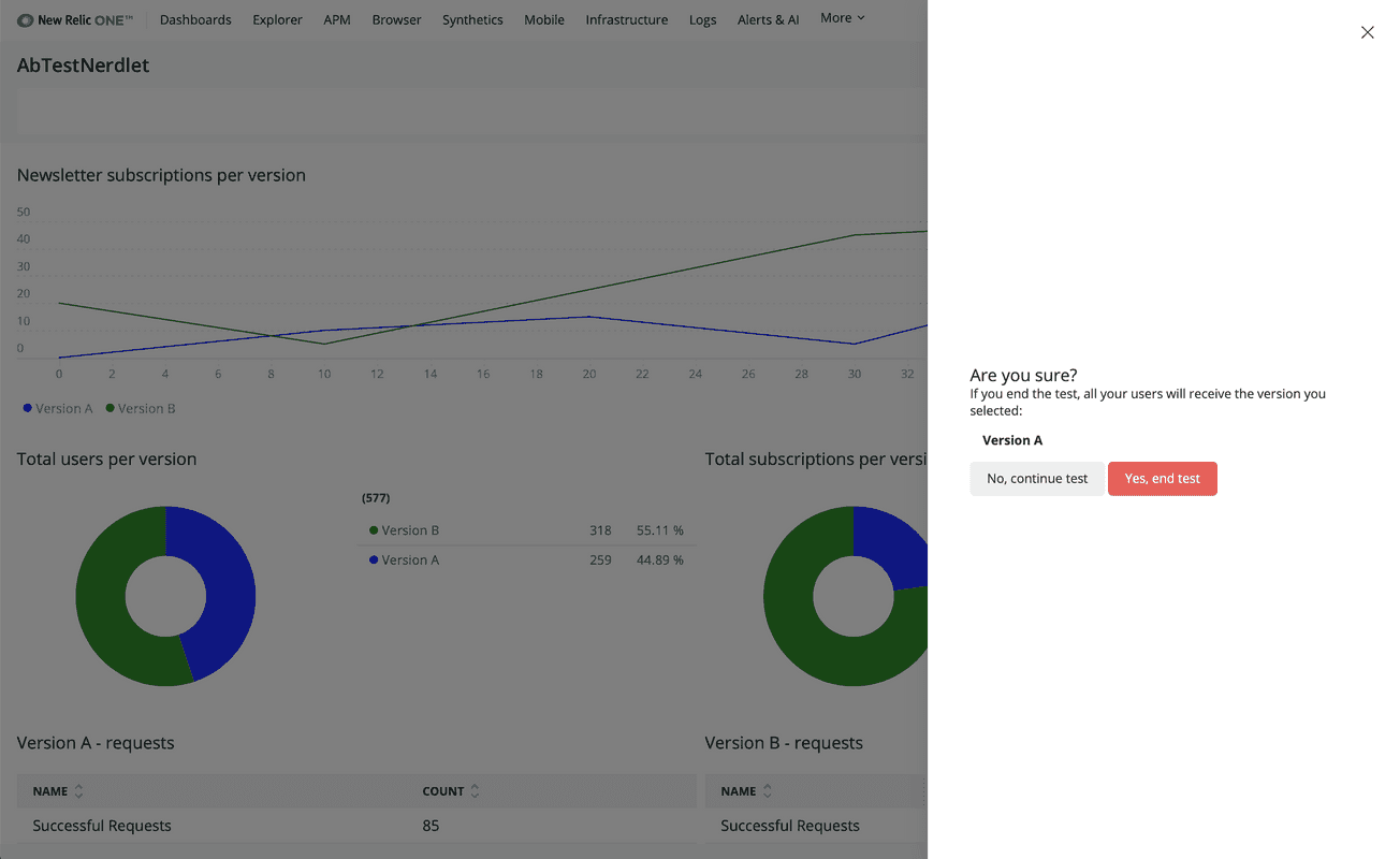 End test modal